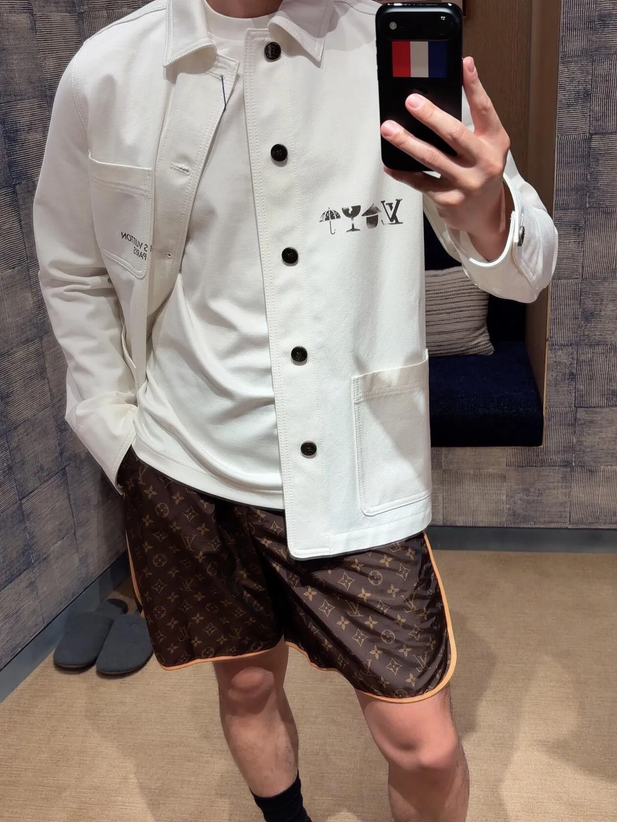 Louis Vuitton/Louis Vuitton Logo Printed Three Pocket Cargo Jacket Jacket